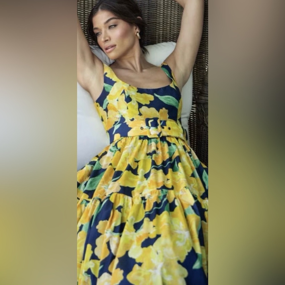 Anthropologie Yellow and Blue Floral Kids Dress